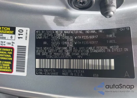 2018 Toyota Sienna Le 8 Passenger from USA, damaged, VIN 5TDKZ3DC5JS939275